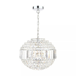 Laura Ashley Vienna Crystal Glass Globe Ceiling Light, Clear/Polished Chrome - thumbnail 5