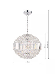 Laura Ashley Vienna Crystal Glass Globe Ceiling Light, Clear/Polished Chrome - thumbnail 6