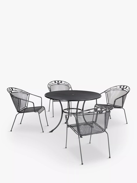 John Lewis Henley by KETTLER 4-Seater Round Garden Dining Table & Chairs Set, Iron Grey - image 1