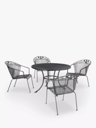 John Lewis Henley by KETTLER 4-Seater Round Garden Dining Table & Chairs Set, Iron Grey - thumbnail 1