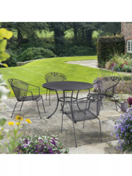 John Lewis Henley by KETTLER 4-Seater Round Garden Dining Table & Chairs Set, Iron Grey - thumbnail 2