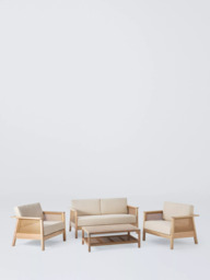 John Lewis Woven Rattan Panel Acacia Wood 2-Seater Garden Sofa, Natural - thumbnail 6