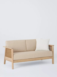 John Lewis Woven Rattan Panel Acacia Wood 2-Seater Garden Sofa, Natural - thumbnail 4