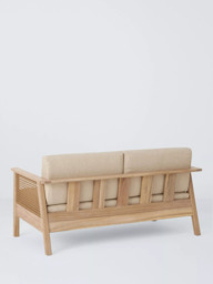 John Lewis Woven Rattan Panel Acacia Wood 2-Seater Garden Sofa, Natural - thumbnail 2