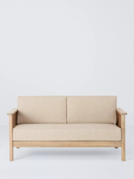 John Lewis Woven Rattan Panel Acacia Wood 2-Seater Garden Sofa, Natural - thumbnail 5