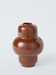 John Lewis Organic Shape Contemporary Stoneware Vase, H25cm, Red - thumbnail 1