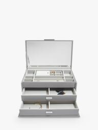 Dulwich Designs Leather Large Jewellery Box, Grey - thumbnail 1