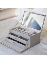 Dulwich Designs Leather Large Jewellery Box, Grey - thumbnail 4