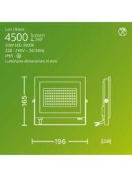 Philips Lois 50W LED Outdoor Flood Light, Black - thumbnail 3