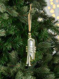 John Lewis The Connoisseur Trumpet Bauble, Gold - thumbnail 2