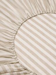 Piglet in Bed Pembroke Stripe Linen Blend Fitted Sheet, Oatmeal - thumbnail 2