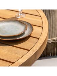 Gallery Direct Chatsworth Teak Wood Round Garden Dining Table, 150cm, Natural - thumbnail 4