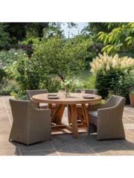 Gallery Direct Chatsworth Teak Wood Round Garden Dining Table, 150cm, Natural - thumbnail 2