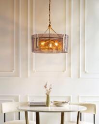 John Lewis Cadogan Textured Glass Pendant Ceiling Light, Antique Brass - thumbnail 2