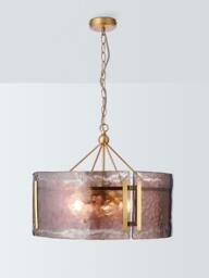 John Lewis Cadogan Textured Glass Pendant Ceiling Light, Antique Brass