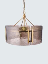 John Lewis Cadogan Textured Glass Pendant Ceiling Light, Antique Brass - thumbnail 4