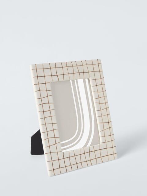 John Lewis Ceramic Check Photo Frame, Cocoa - image 1
