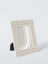 John Lewis Ceramic Check Photo Frame, Cocoa - thumbnail 1