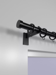 John Lewis Made to Order Select Curtain Pole with Rings and Stud Finial, Wall Fix, Dia.25mm - thumbnail 2