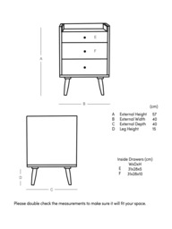 Swoon Fresco 3 Drawer Bedside Table, Natural - thumbnail 5