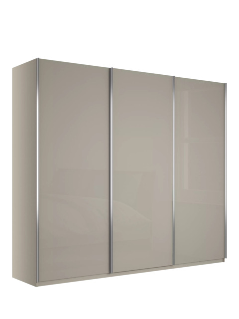 John Lewis Elstra 300cm Glass 3 Sliding Doors Wardrobe, Pebble Grey - image 1