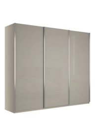 John Lewis Elstra 300cm Glass 3 Sliding Doors Wardrobe, Pebble Grey