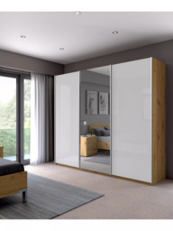 John Lewis Elstra 250cm Wardrobe with Glass and Mirrored Sliding Doors - thumbnail 3