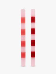 Talking Tables Dine in Colour Striped Dinner Candles, Pack of 4, Red/Pink - thumbnail 2