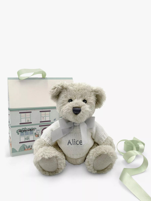 Babyblooms Personalised Berkeley Bear Soft Toy with Bear House Box, Light Blue - image 1