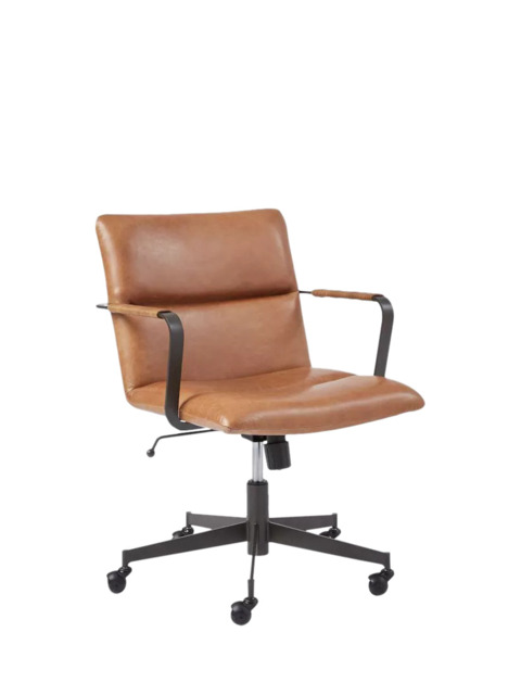 west elm Cooper Leather Mid-Century Swivel Office Chair, Brown - image 1
