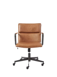 west elm Cooper Leather Mid-Century Swivel Office Chair, Brown - thumbnail 5