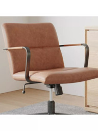 west elm Cooper Leather Mid-Century Swivel Office Chair, Brown - thumbnail 3