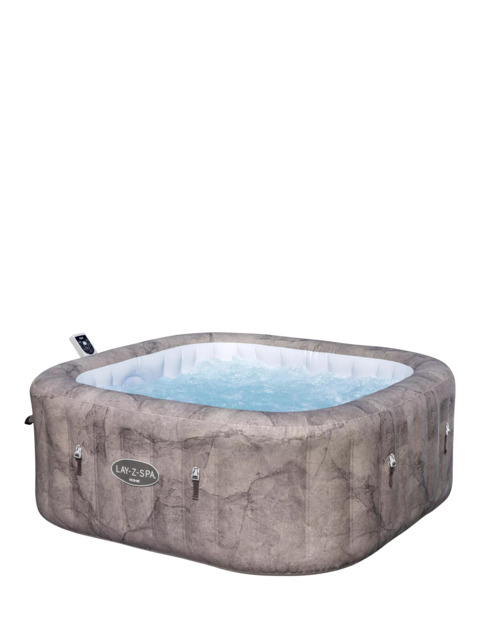 Lay‑Z‑Spa Rome EnergySense UltraFit AirJet Smart Inflatable Square Hot Tub with Cover, 6 Person, Brown Marble - image 1