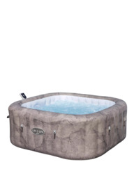 Lay‑Z‑Spa Rome EnergySense UltraFit AirJet Smart Inflatable Square Hot Tub with Cover, 6 Person, Brown Marble - thumbnail 1