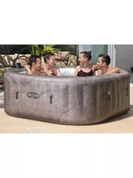 Lay‑Z‑Spa Rome EnergySense UltraFit AirJet Smart Inflatable Square Hot Tub with Cover, 6 Person, Brown Marble - thumbnail 2