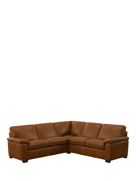 John Lewis Camden 5+ Seater Corner Leather Sofa, Dark Leg