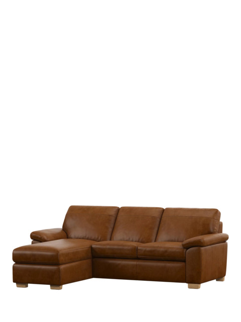 John Lewis Camden LHF Chaise Leather Sofa Bed, Light Leg - image 1