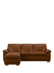 John Lewis Camden LHF Chaise Leather Sofa Bed, Light Leg - thumbnail 5