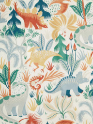 John Lewis Forest Dinosaur Print Pencil Pleat Blackout Children's Curtains, Multi - thumbnail 2