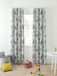 John Lewis Forest Dinosaur Print Pencil Pleat Blackout Children's Curtains, Multi - thumbnail 1