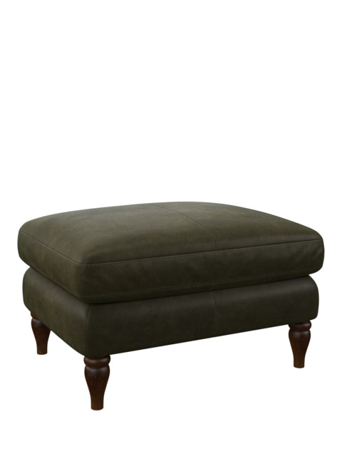 John Lewis Camber Leather Footstool, Dark Leg - image 1