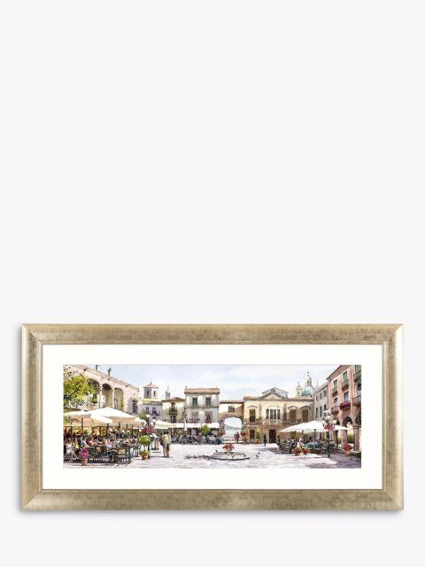 John Lewis Richard Macneil Mediterranean Courtyard Framed Print & Mount, 52 x 128cm, Multi