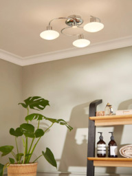 John Lewis Tameo LED Semi Flush 3 Arm Ceiling Light, Chrome - thumbnail 2
