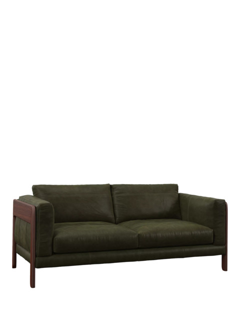 John Lewis Nest Large 3 Seater Leather Sofa, Dark Leg - image 1