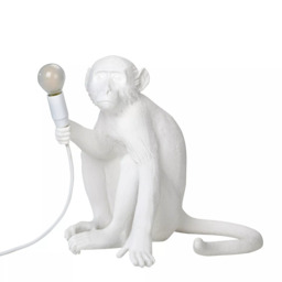 Seletti Sitting Monkey Table Lamp, White - thumbnail 4