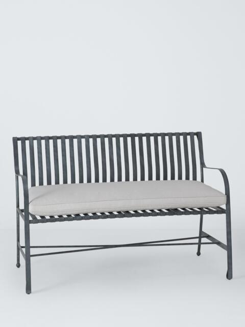 John Lewis Ribbon 2-Seater Metal Garden Bench, Grey - image 1