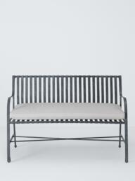 John Lewis Ribbon 2-Seater Metal Garden Bench, Grey - thumbnail 2