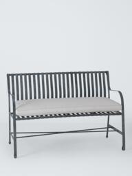 John Lewis Ribbon 2-Seater Metal Garden Bench, Grey - thumbnail 1