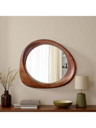 Yearn Eden Oak Wood Wall Mirror, 100 x 90cm, Walnut - thumbnail 1