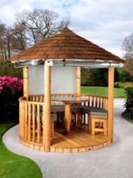 Breeze House Mara Signature Cedar Shingle Roof Circular Gazebo, FSC-Certified (Scandinavian Redwood) - thumbnail 2